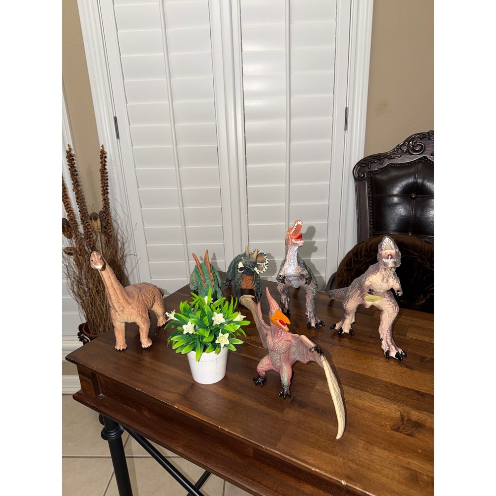 Lot of 6 Realistic Dinosaur Action Figures Brachiosaurus T-Rex Triceratops Toy
